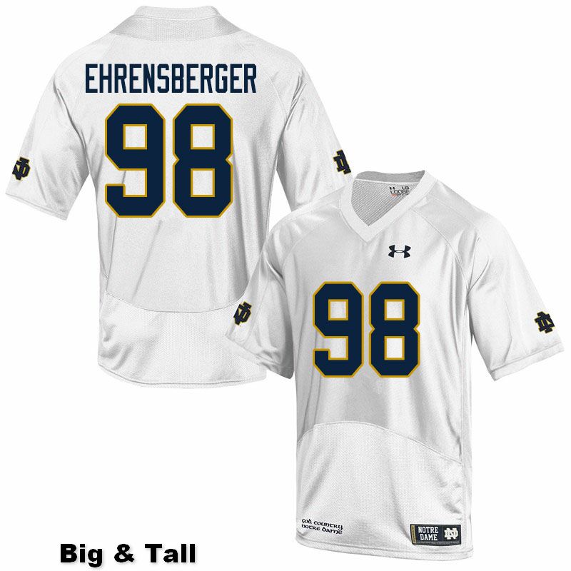 Men's NCAA Notre Dame Fighting Irish #98 Alexander Ehrensberger Stitched College Under Armour Authentic White Big & Tall Football Jersey QU10R56FH